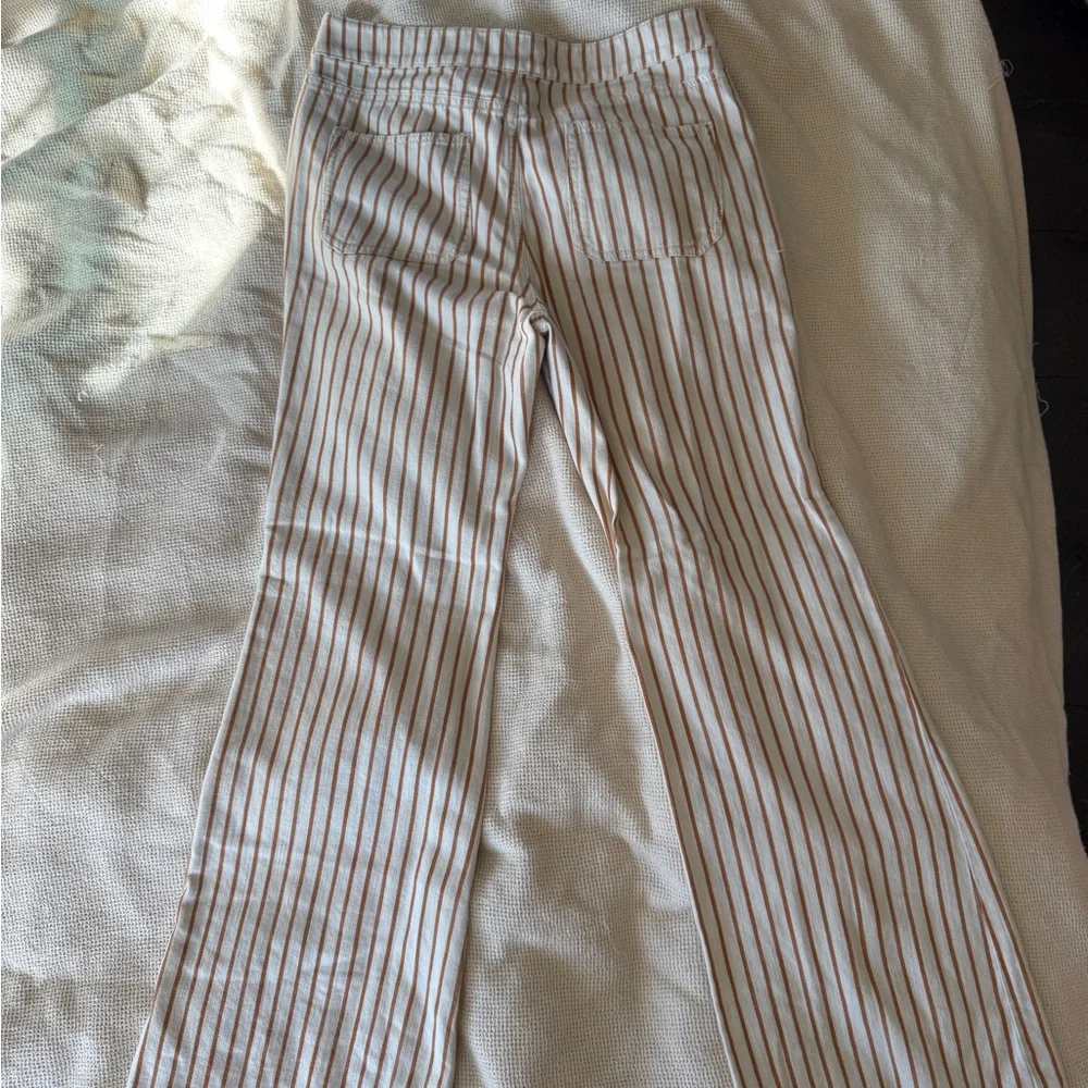 Anthropologie Kellie Orange and cream striped flare pants - Picture 5 of 8